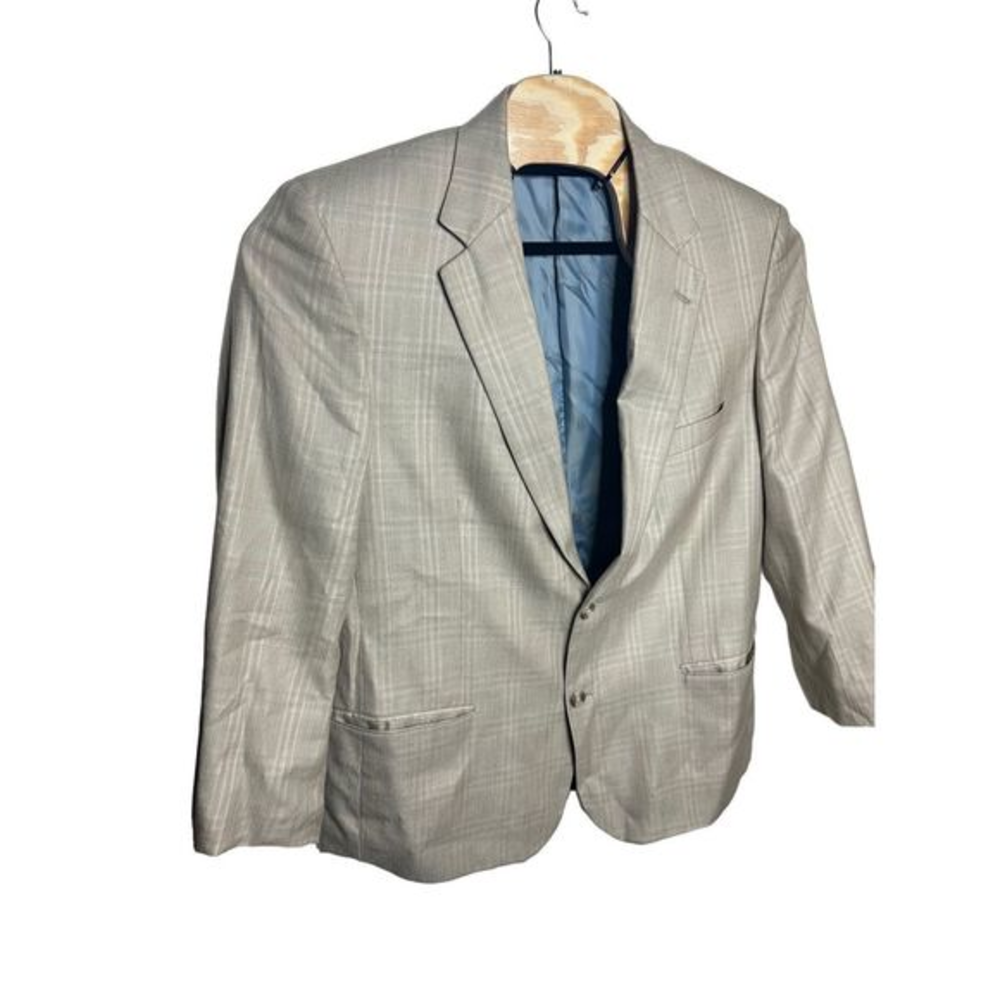 Alan Flusser Gray Silk Wool Blazer Sport Coat Suit Jacket Sz 44R Men's